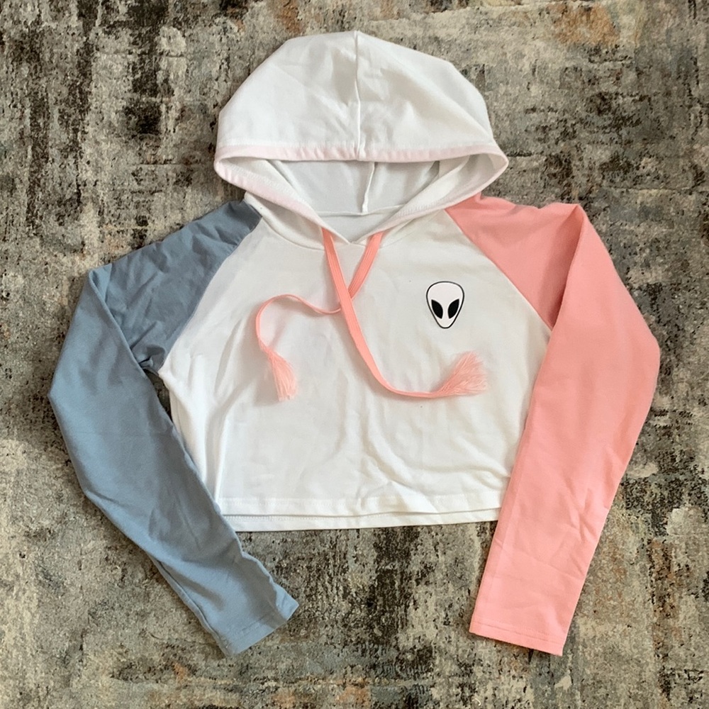 Light Crop Top Hoodie from ROMWE Size Small;In great condition;Worn it few times